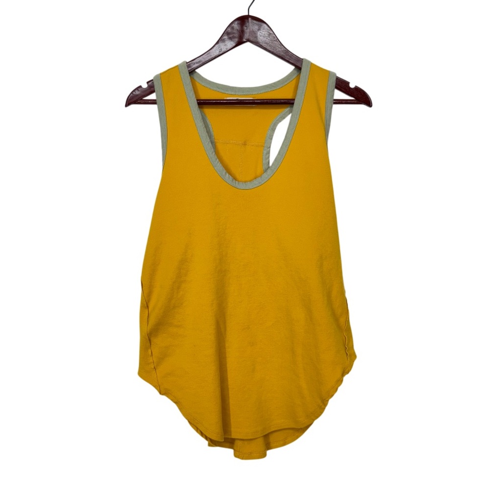 We The Free Mustard Yellow & Gray Trim Muscle Tank Top Size Medium Free People